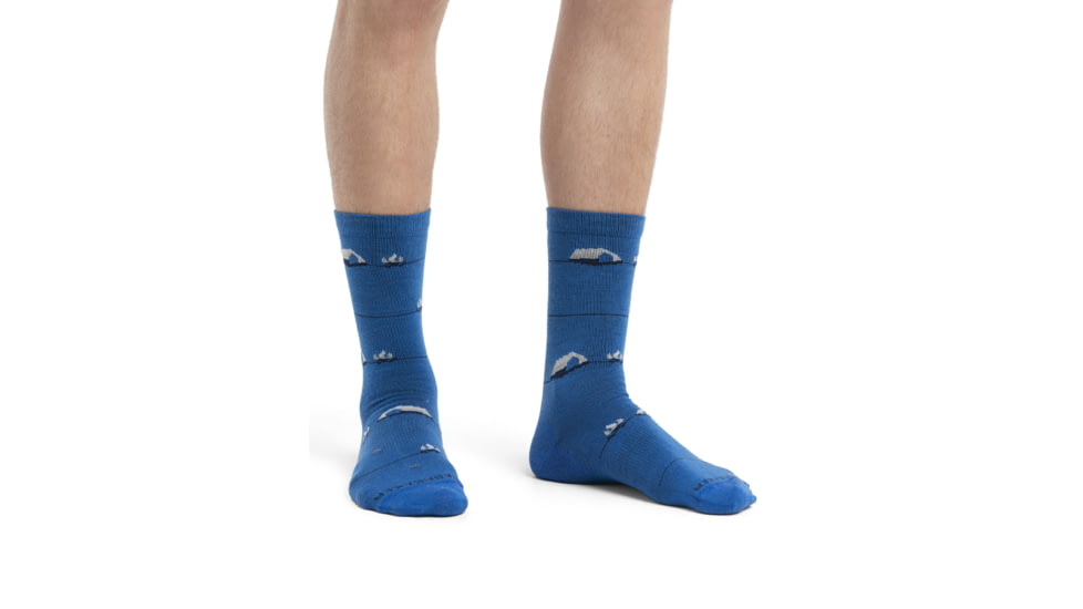 Icebreaker Lifestyle Ultralight Crew Backcountry Camp Socks - Mens, Lazurite/Snow/Ether, Medium, IB105305659M