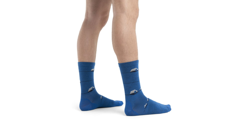 Icebreaker Lifestyle Ultralight Crew Backcountry Camp Socks - Mens, Lazurite/Snow/Ether, Medium, IB105305659M