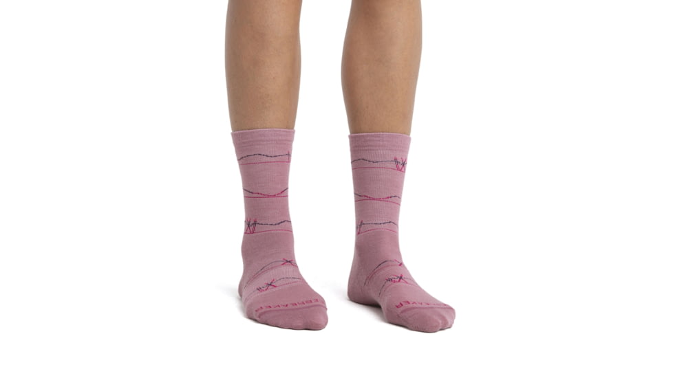 Icebreaker Lifestyle Ultralight Crew Ski Backcountry Socks - Womens, Crystal/Ngtshd/Temp/Elpnk, Small, IB105306985S