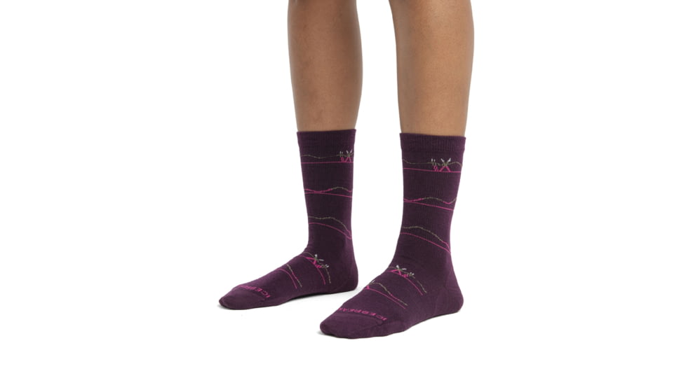 Icebreaker Lifestyle Ultralight Crew Ski Backcountry Socks - Womens, Nghtshade/Loden/Snow/Temp, Large, IB105306984L