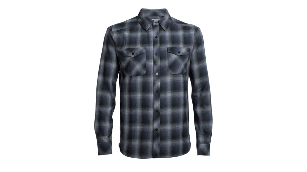 Icebreaker Lodge Long Sleeve Flannel Shirt - Men's-Metro Heather/Stealth/Black-Medium
