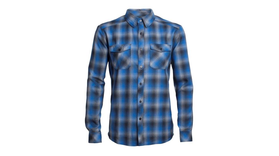 Icebreaker Lodge Long Sleeve Flannel Shirt - Men's-Pelorus/Stealth/Fossil-Small