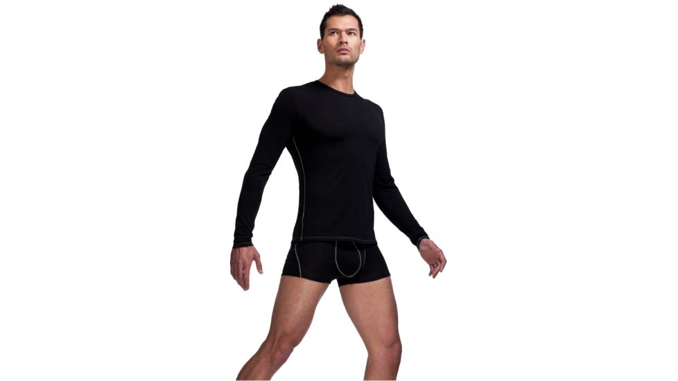 Icebreaker Long Sleeve Crewe Undergarment Clearance - Men's-Black/Mineral-Small