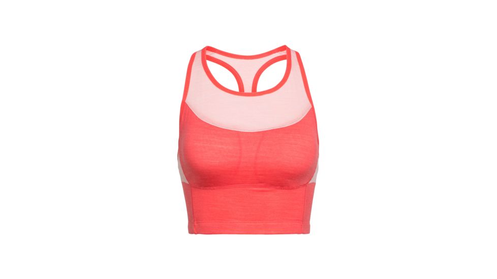 Icebreaker Meld Zone Long Sport Bra, Poppy Red/Sorbet, S, 104076601S