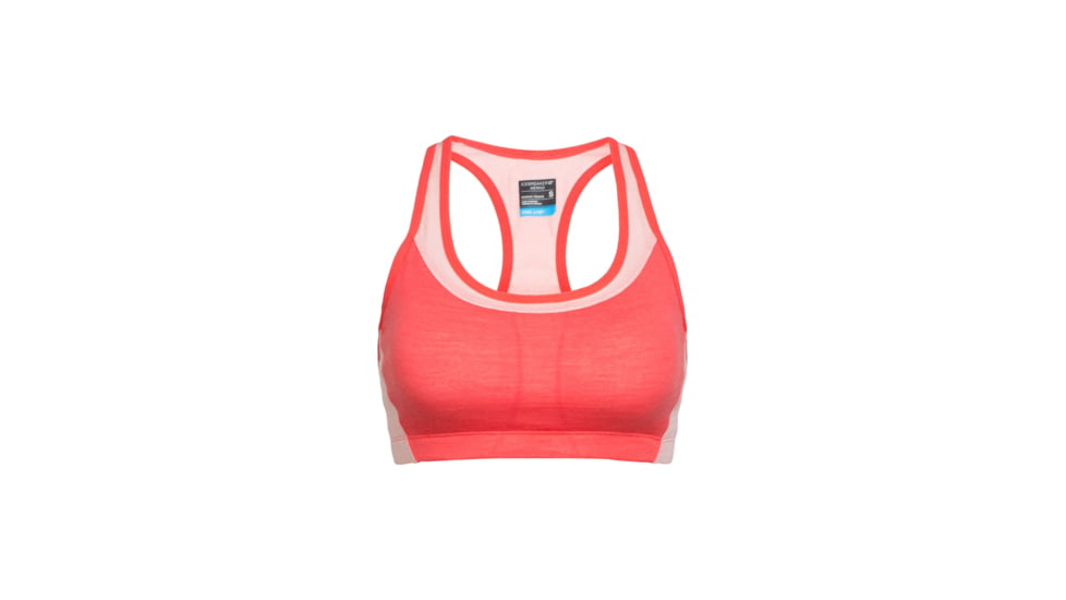 Icebreaker Meld Zone Sport Bra, Poppy Red/Sorbet, S, 104075601S