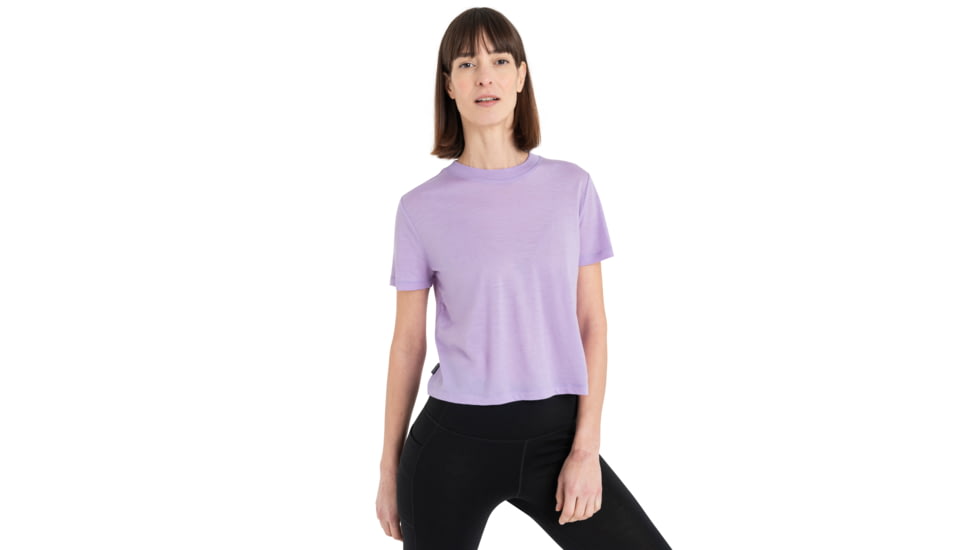 Icebreaker Merino 150 Tech Lite III SS Crop Tee - Womens, Purple Gaze, Large, IB0A56Y2736L
