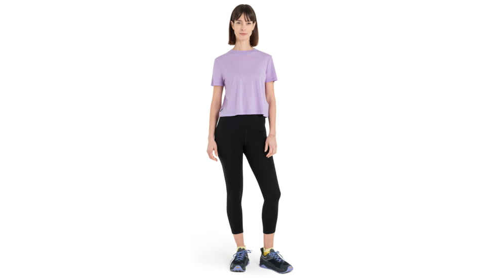 Icebreaker Merino 150 Tech Lite III SS Crop Tee - Womens, Purple Gaze, Large, IB0A56Y2736L