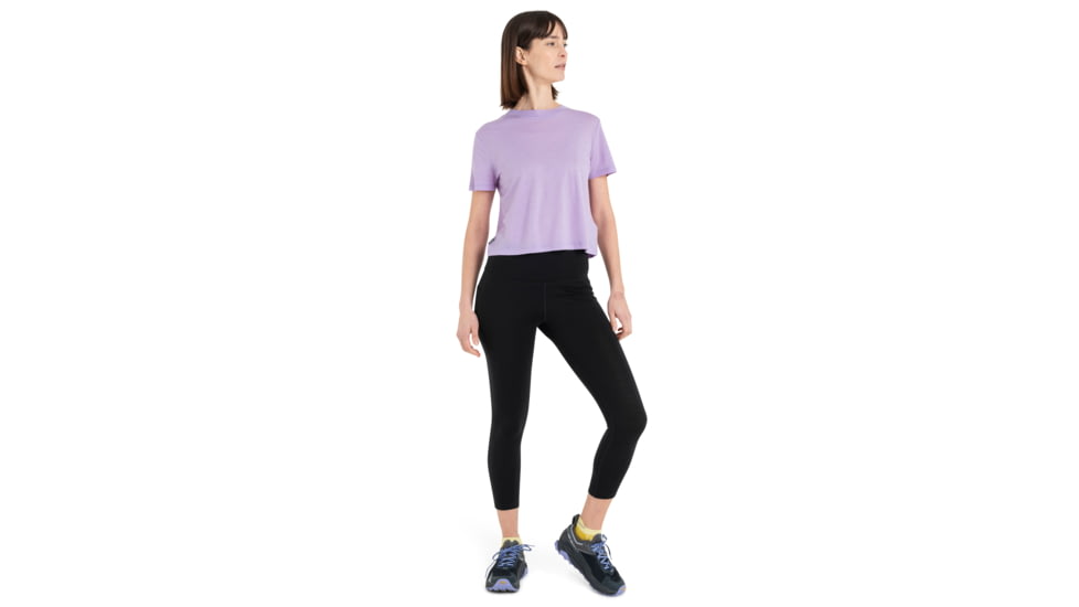 Icebreaker Merino 150 Tech Lite III SS Crop Tee - Womens, Purple Gaze, Large, IB0A56Y2736L