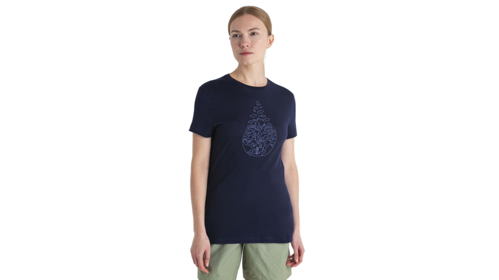 Icebreaker Merino 150 Tech Lite III SS Tee Hike Path - Womens, Midnight Navy, Large, IB0A56YJ401L