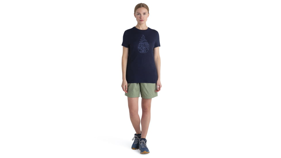 Icebreaker Merino 150 Tech Lite III SS Tee Hike Path - Womens, Midnight Navy, Large, IB0A56YJ401L