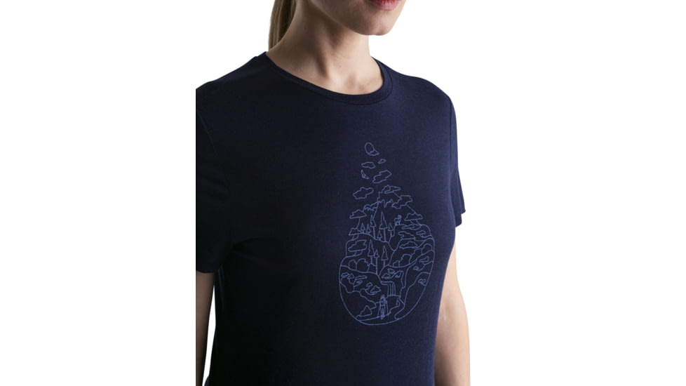 Icebreaker Merino 150 Tech Lite III SS Tee Hike Path - Womens, Midnight Navy, Large, IB0A56YJ401L