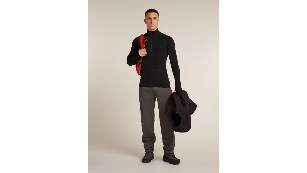Icebreaker Merino 200 ZoneKnit Long Sleeve Half Zip Thermal Top - Mens, Black, Extra Large, IB0A57CH001XL