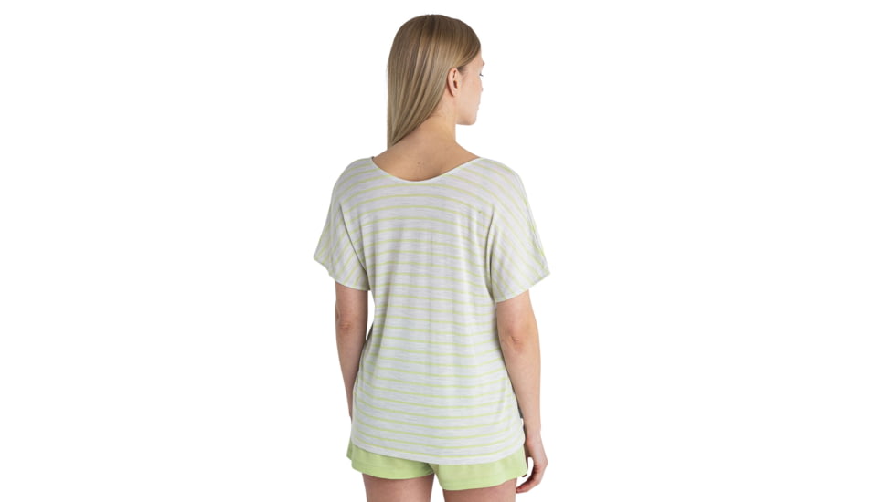 Icebreaker Merino Drayden Reversible SS Top Stripe - Womens, Ecru Heather/Glazen/S, Large, IB0A56ZWB78L