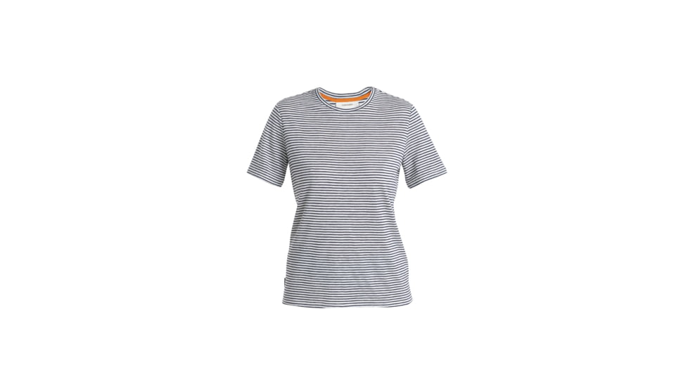 Icebreaker Merino Linen SS Tee Stripe - Womens, Snow/Midnight Navy/S, Extra Small, IB0A56ZYA78XS