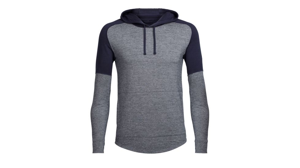 Icebreaker Cool-Lite Momentum Long Sleeve Hood - Men's, Midnight Navy/Snow Heather/Midnight Navy, Small, 103615403S
