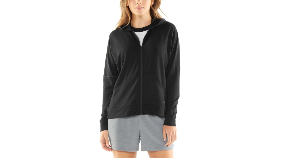 Icebreaker Momentum Long Sleeve Zip Hood - Womens, Black, Small, 104670001S