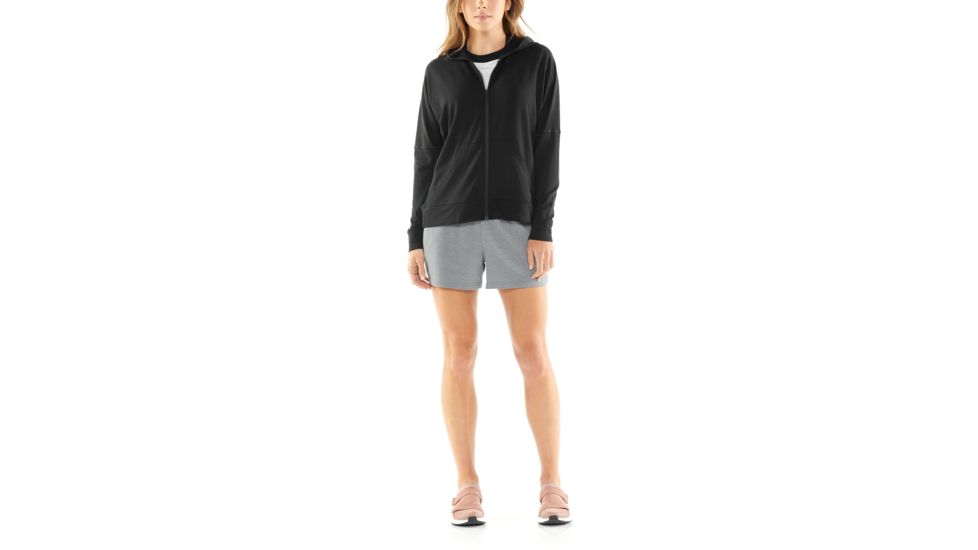 Icebreaker Momentum Long Sleeve Zip Hood - Womens, Black, Small, 104670001S