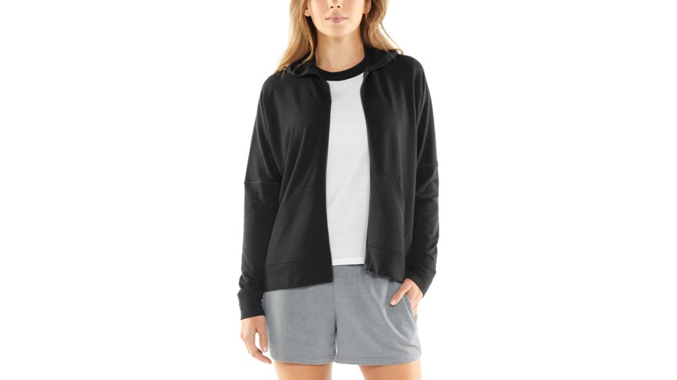 Icebreaker Momentum Long Sleeve Zip Hood - Womens, Black, Small, 104670001S