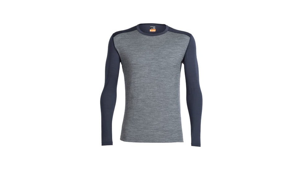 Icebreaker Oasis Long Sleeve Crew Top - Men's-Gritstone Heather/Stealth-Medium