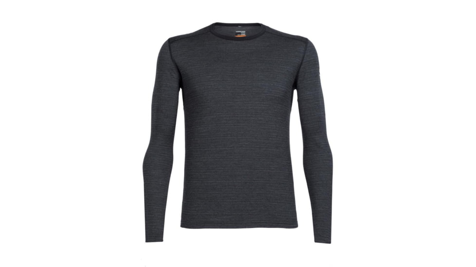 Icebreaker Oasis Long Sleeve Crew Top - Men's-Toothstripe Black/Jet Heather-Large