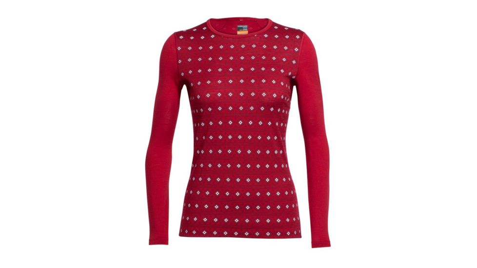 Icebreaker Oasis Long Sleeve Crew Top - Women's-Align Oxblood/Snow-Large
