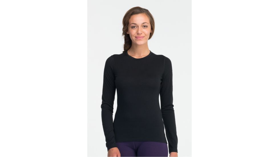Icebreaker Oasis Long Sleeve Crew Top - Women's-Black-X-Large