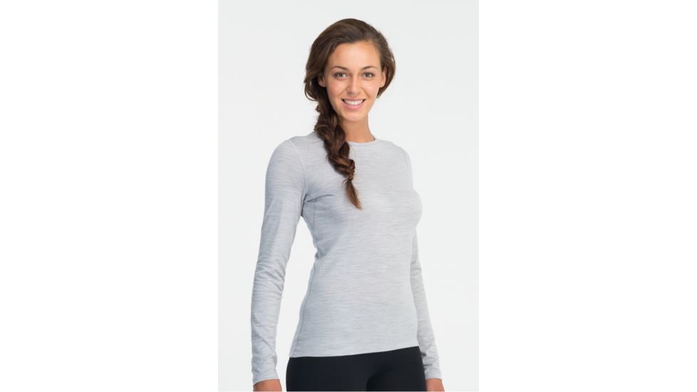 Icebreaker Oasis Long Sleeve Crew Top - Womens-Blizzard Heather-X-Large