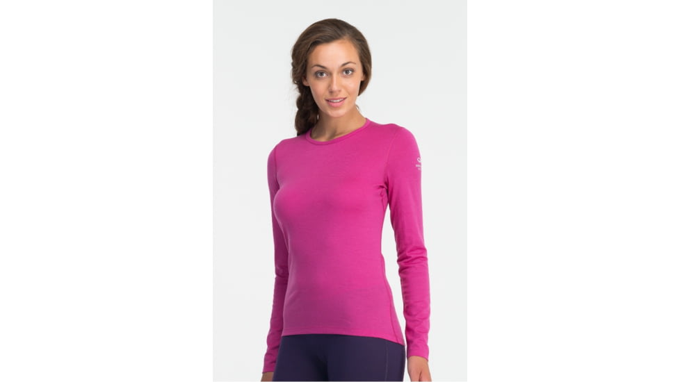 Icebreaker Oasis Long Sleeve Crew Top - Womens-Magenta-X-Large
