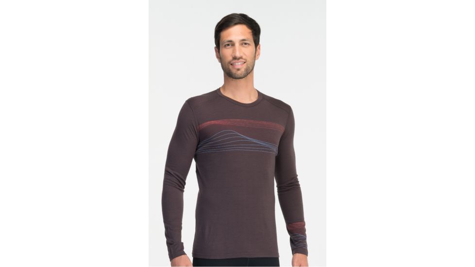 Icebreaker Oasis Long Sleeve Crewe Surge Top - Men's-Walnut-Large