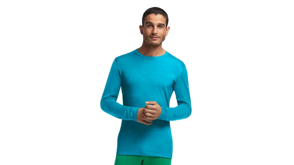 Icebreaker Oasis Long Sleeve Crewe Top - Men's-Agean/Rocket-Small