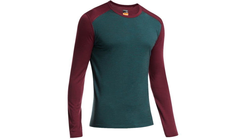 Oasis Long Sleeve Crewe Top - Mens-Nori Heather/Redwood-Large