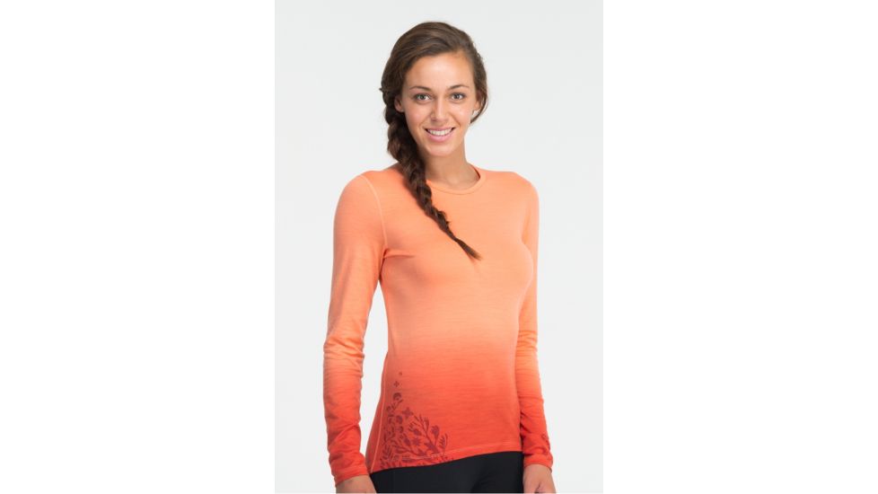 Icebreaker Oasis Long Sleeve Flourish Crewe Top - Women's-Metro/Black-Large