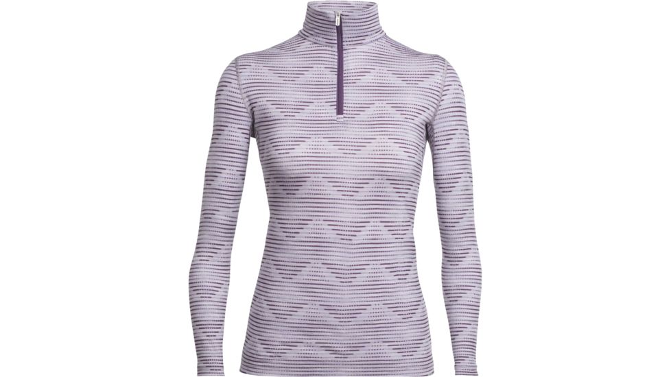 Icebreaker Oasis Long Sleeve Half Zip Diamond Line - Women's-Silk Heather/Eggplant-Medium