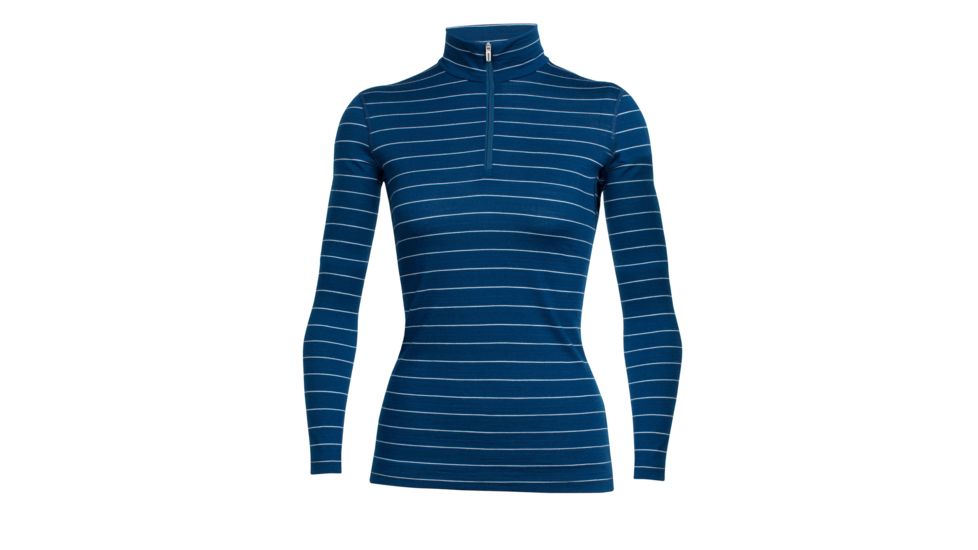 Icebreaker Oasis Long Sleeve Half Zip Top - Womens-Largo/Ice Blue/Stripe-Small