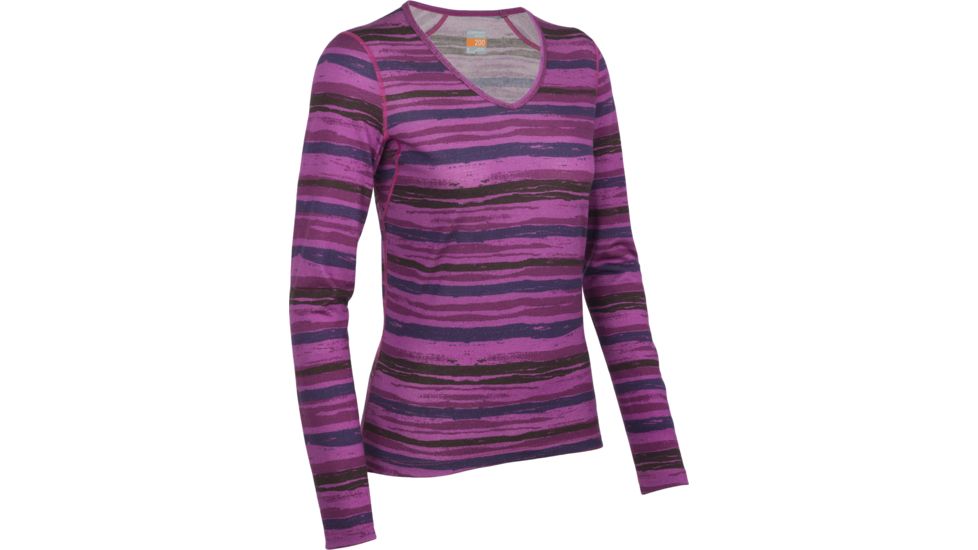 Icebreaker Oasis Long Sleeve V Shoreline Top - Women's-Magenta-Large