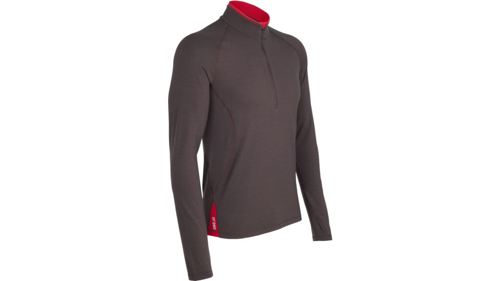 Icebreaker Pursuit Long Sleeve Half Zip - Men's-Walnut/Rocket-Large