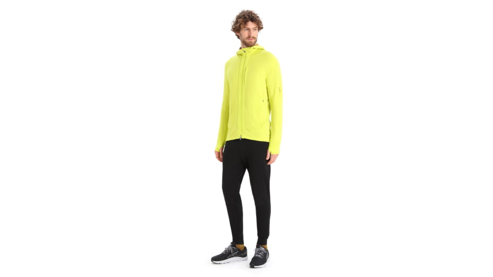 Icebreaker Quantum III Long Sleeve Zip Hoodie - Mens, Bio Lime/Loden/Cb, Small, IB0A59JX868S