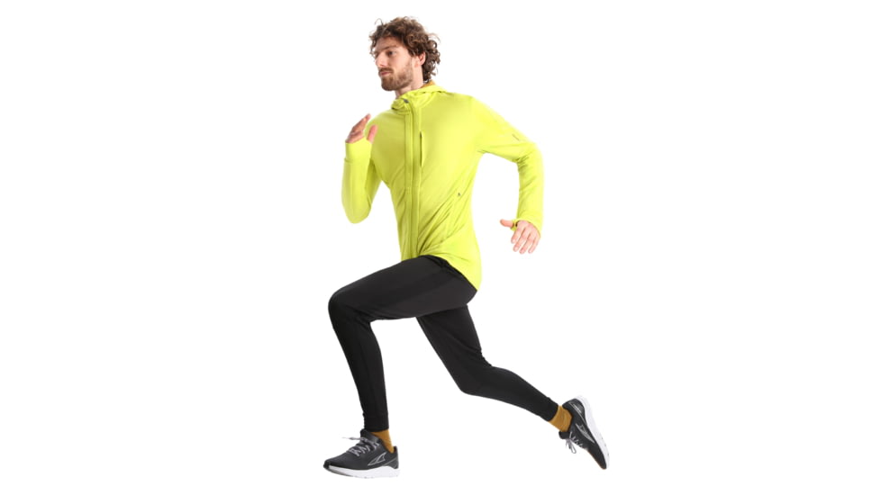 Icebreaker Quantum III Long Sleeve Zip Hoodie - Mens, Bio Lime/Loden/Cb, Small, IB0A59JX868S