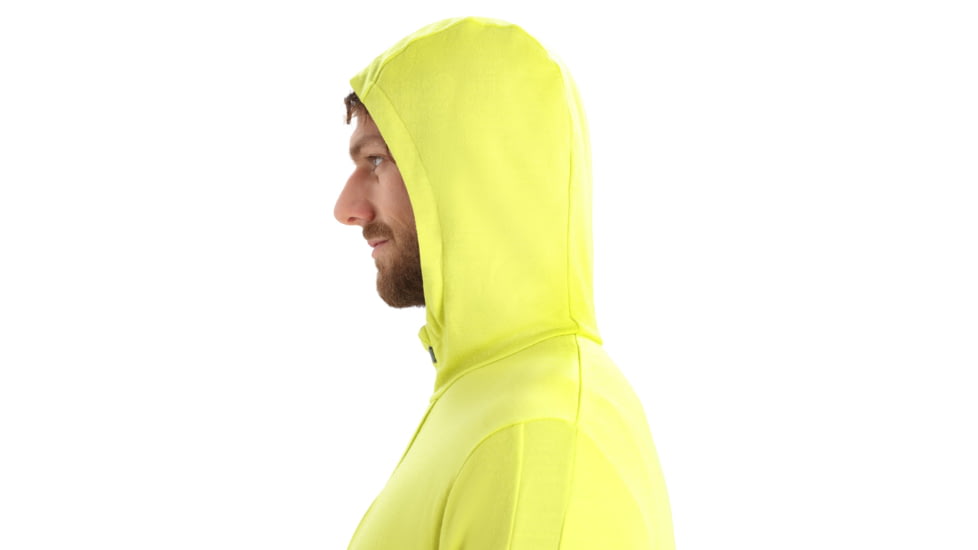 Icebreaker Quantum III Long Sleeve Zip Hoodie - Mens, Bio Lime/Loden/Cb, Small, IB0A59JX868S