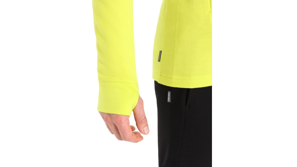 Icebreaker Quantum III Long Sleeve Zip Hoodie - Mens, Bio Lime/Loden/Cb, Small, IB0A59JX868S