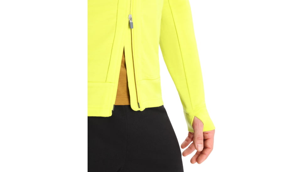 Icebreaker Quantum III Long Sleeve Zip Hoodie - Mens, Bio Lime/Loden/Cb, Small, IB0A59JX868S