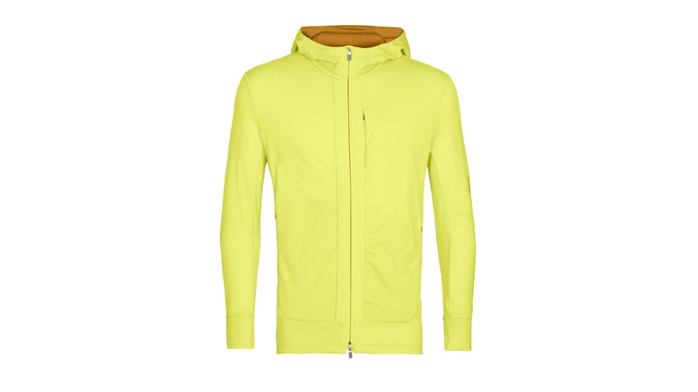 Icebreaker Quantum III Long Sleeve Zip Hoodie - Mens, Bio Lime/Loden/Cb, Small, IB0A59JX868S