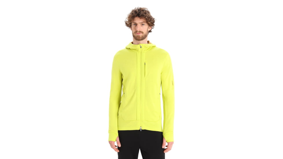 Icebreaker Quantum III Long Sleeve Zip Hoodie - Men's, Bio Lime/Loden/Cb, Small, IB0A59JX868S