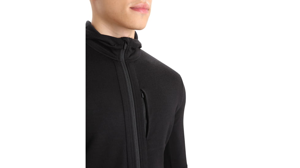 Icebreaker Quantum III Long Sleeve Zip Hoodie - Mens, Black, Large, IB0A59JX001L