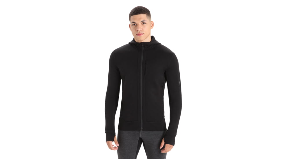 Icebreaker Quantum III Long Sleeve Zip Hoodie - Mens, Black, Large, IB0A59JX001L