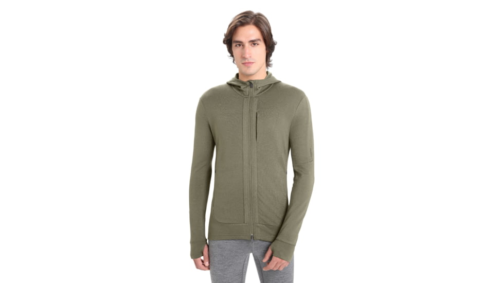 Icebreaker Quantum III Long Sleeve Zip Hoodie - Mens, Loden, Large, IB0A59JX069L