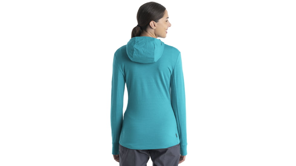 Icebreaker Quantum III Long Sleeve Zip Hoodie - Womens, Flux Green/Ether/Cb, Medium, IB0A59JW859M