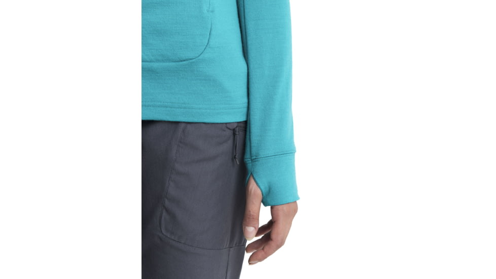 Icebreaker Quantum III Long Sleeve Zip Hoodie - Womens, Flux Green/Ether/Cb, Medium, IB0A59JW859M