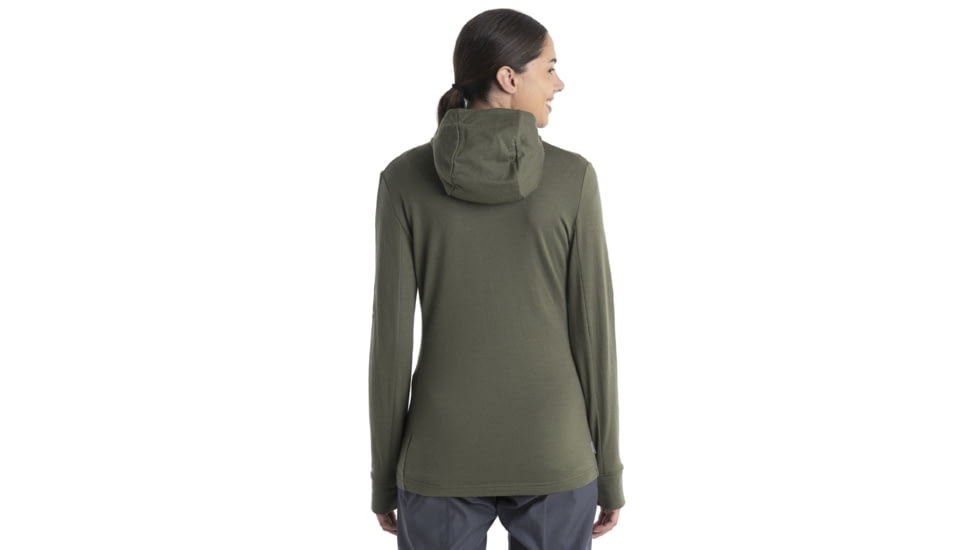 Icebreaker Quantum III Long Sleeve Zip Hoodie - Womens, Loden, Large, IB0A59JW069L