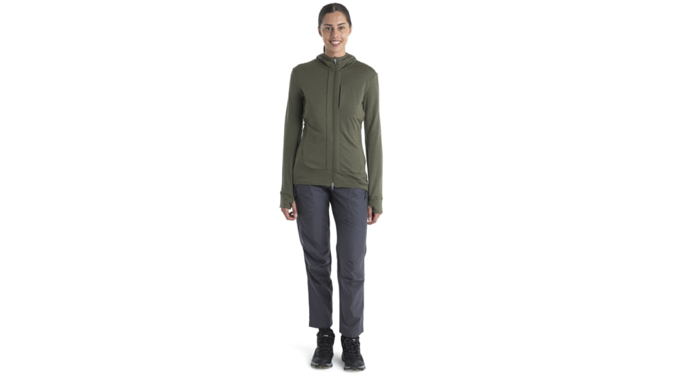 Icebreaker Quantum III Long Sleeve Zip Hoodie - Womens, Loden, Large, IB0A59JW069L